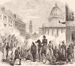 Incident près du Panthéon, Paris, pendant la révolte des ouvriers français du 23-25 juin 1848, de 